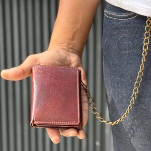 Men's Trifold Hunter Leather Biker Chain Wallet with RFID Protection